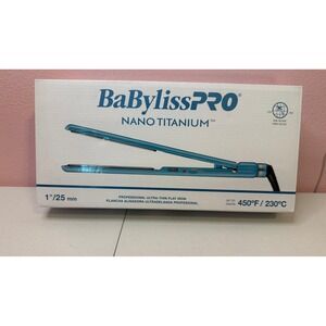 BaBylissPRO Nano Titanium 1" Ultra-Thin Flat Iron Blue 450F Straightener